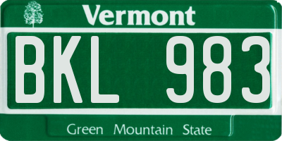 VT license plate BKL983