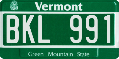 VT license plate BKL991