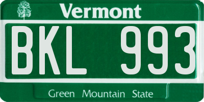 VT license plate BKL993