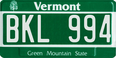 VT license plate BKL994