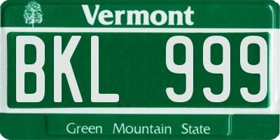 VT license plate BKL999