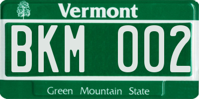 VT license plate BKM002