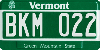VT license plate BKM022