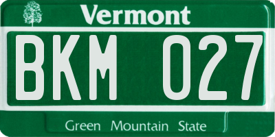 VT license plate BKM027