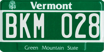 VT license plate BKM028