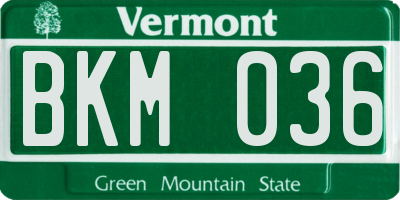 VT license plate BKM036