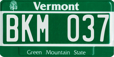 VT license plate BKM037