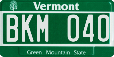 VT license plate BKM040