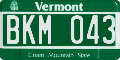 VT license plate BKM043