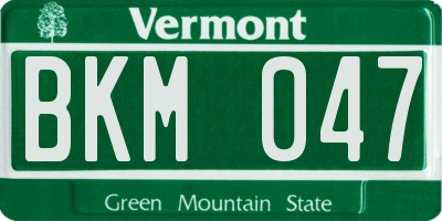 VT license plate BKM047