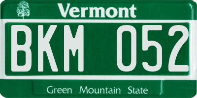 VT license plate BKM052
