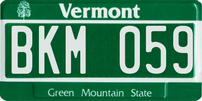 VT license plate BKM059