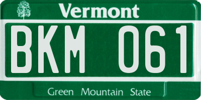 VT license plate BKM061