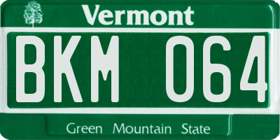 VT license plate BKM064