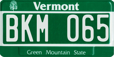 VT license plate BKM065