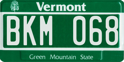 VT license plate BKM068