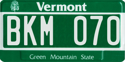 VT license plate BKM070