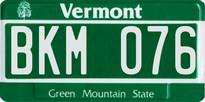 VT license plate BKM076
