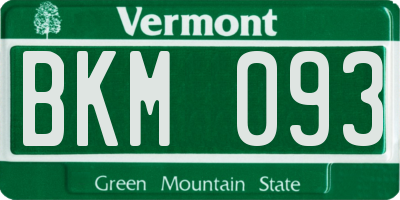 VT license plate BKM093