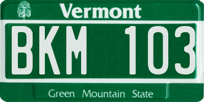 VT license plate BKM103