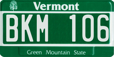 VT license plate BKM106