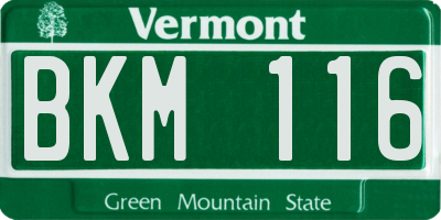 VT license plate BKM116
