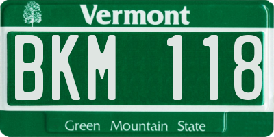 VT license plate BKM118