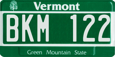 VT license plate BKM122