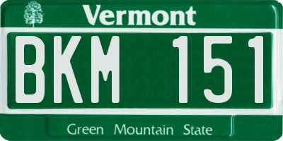 VT license plate BKM151
