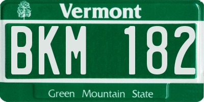 VT license plate BKM182