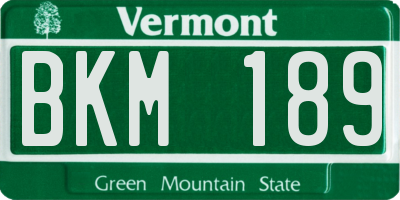 VT license plate BKM189
