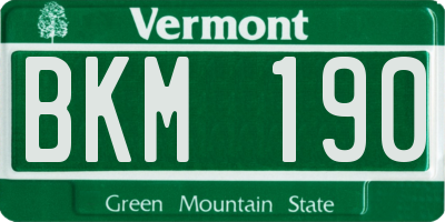 VT license plate BKM190
