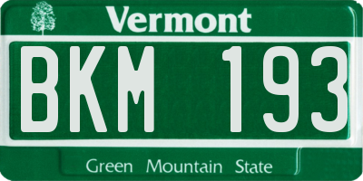 VT license plate BKM193