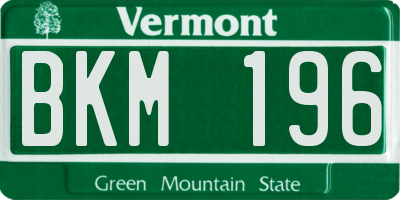 VT license plate BKM196