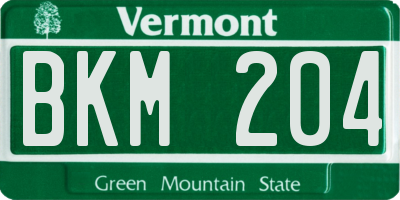 VT license plate BKM204