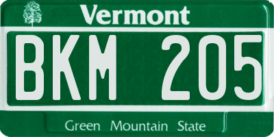VT license plate BKM205
