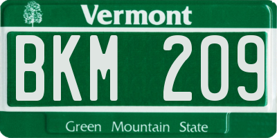 VT license plate BKM209