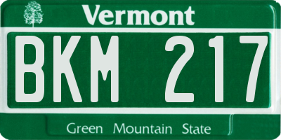 VT license plate BKM217