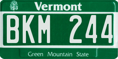 VT license plate BKM244