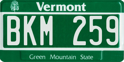 VT license plate BKM259