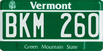 VT license plate BKM260