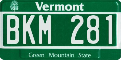 VT license plate BKM281