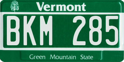 VT license plate BKM285