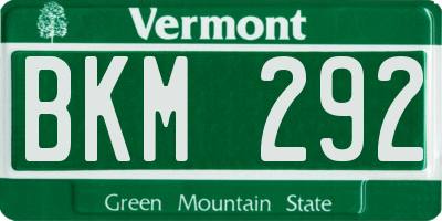 VT license plate BKM292