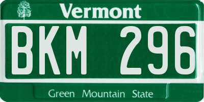 VT license plate BKM296