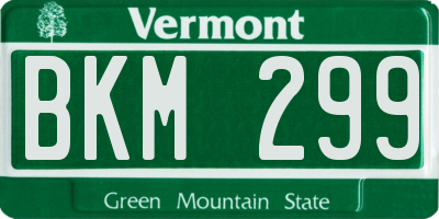 VT license plate BKM299