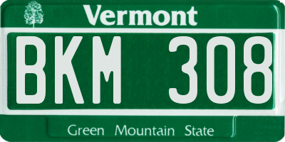 VT license plate BKM308