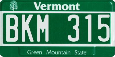 VT license plate BKM315