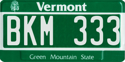 VT license plate BKM333