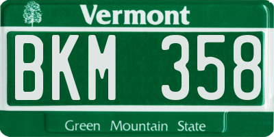 VT license plate BKM358